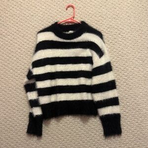 a new day black white fuzzy sweater